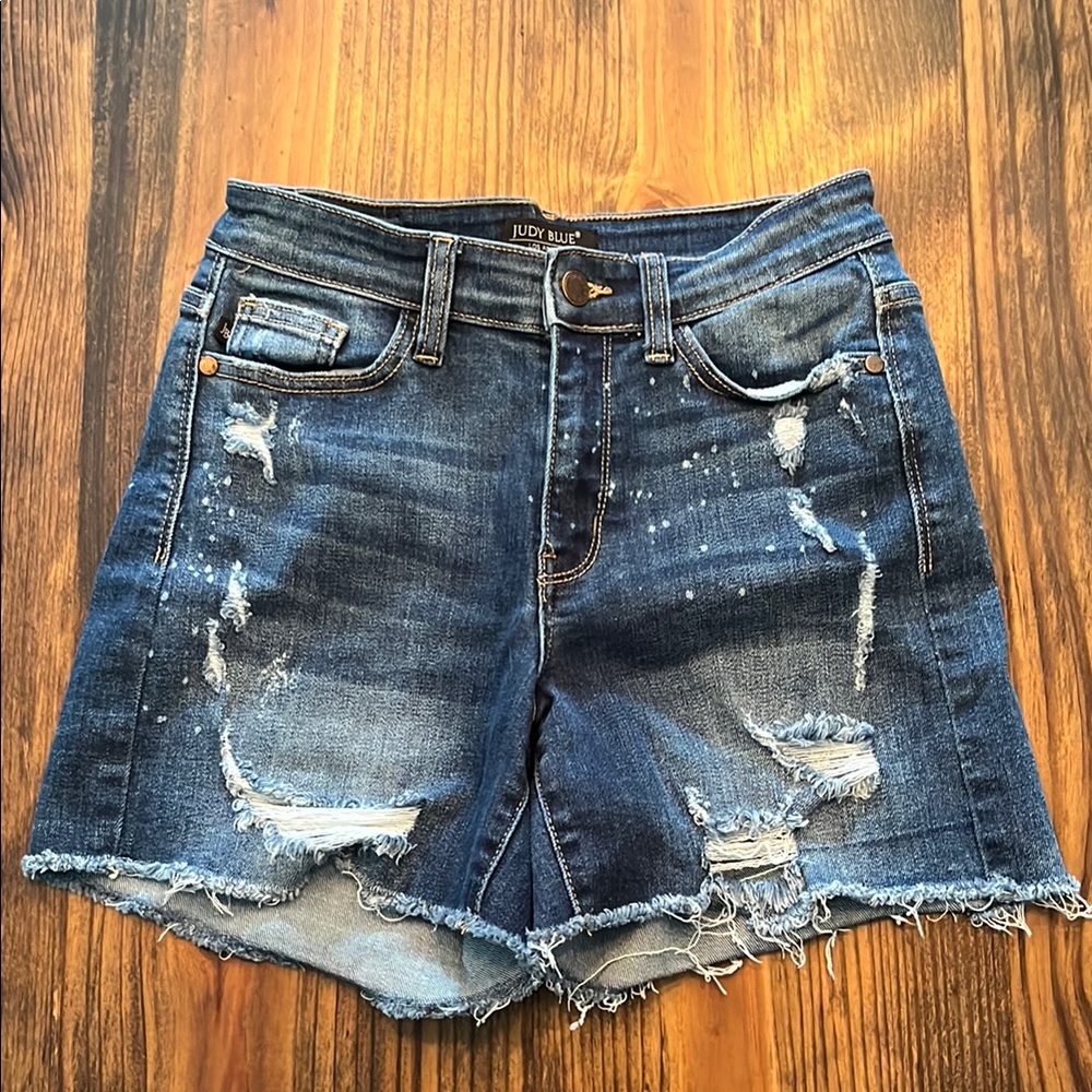 Judy Blue Distressed Blue Jean Shorts